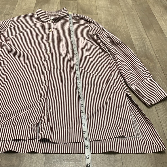 Womens J.Jill Silk Cotton Blend‎ Button Down Stripe Long Sleeve Tunic Dress - Picture 3 of 8